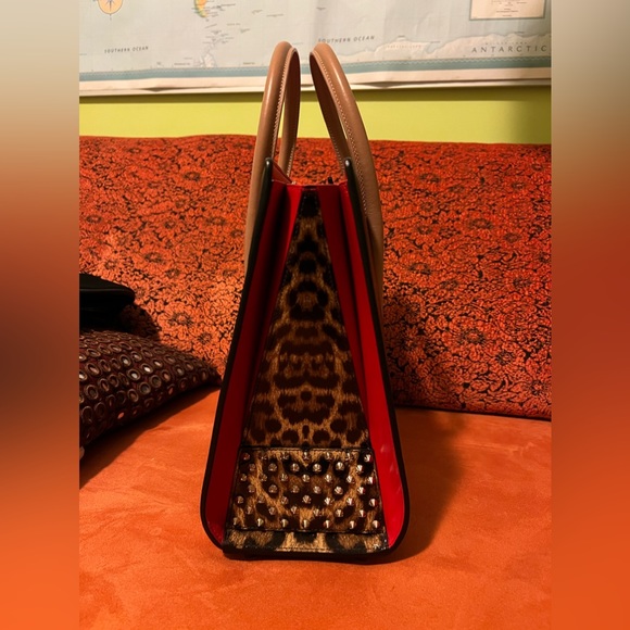 NWT Rare Paloma Bag, Medium Black Leopard Spiked Calfskin, Christian Louboutin - Picture 12 of 16